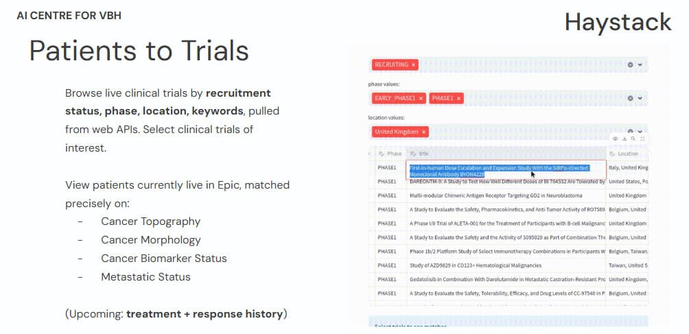 Haystack clinical trials platform
