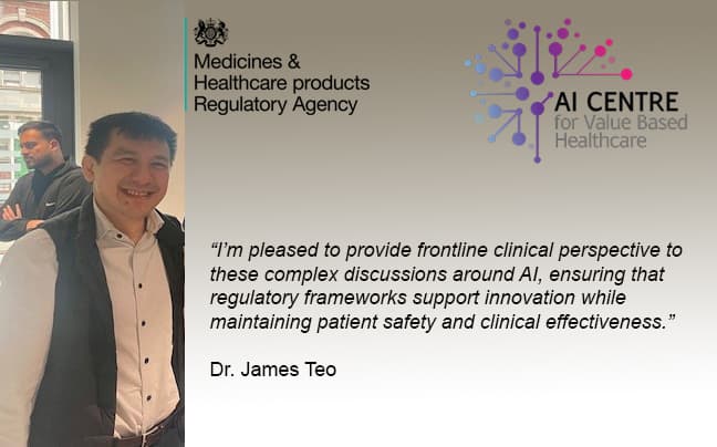 Dr James Teo Appointed to MHRA Working Group on AI Regulation in Healthcare